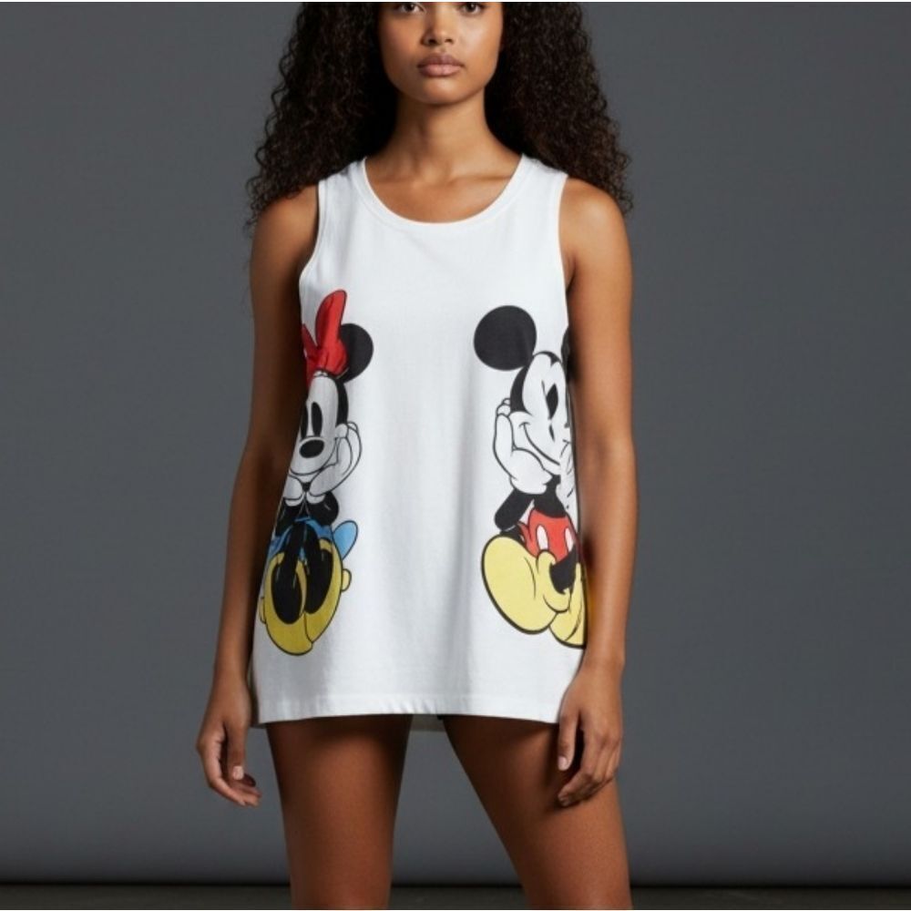 Disney Mickey & Minnie Mouse Graphic Tank XL NWT 100% Cotton Sleeveless
